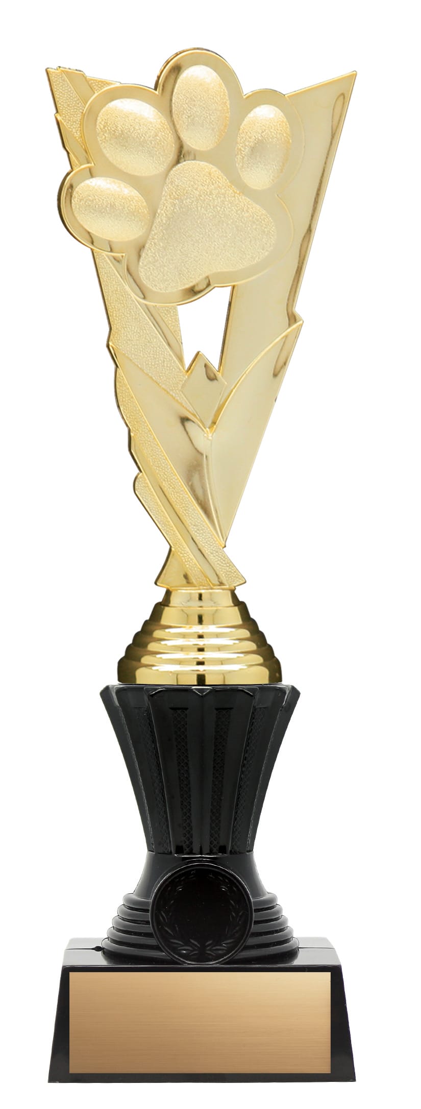 Paw Figure on Black Riser, Victory Series, Gold, 11 3/4