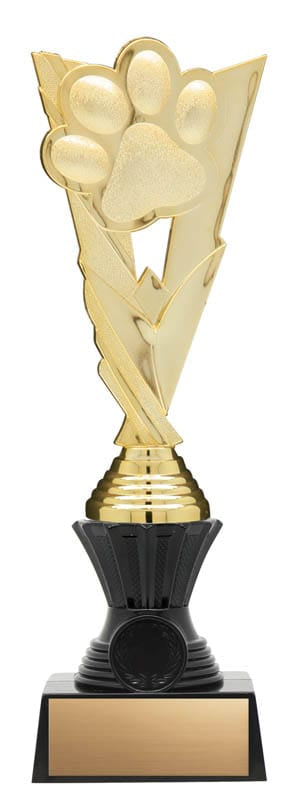 Paw Figure on Black Riser, Victory Series, Gold, 11