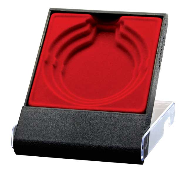 Presentation Medal Case, Black/Red, Textured Front – main view
