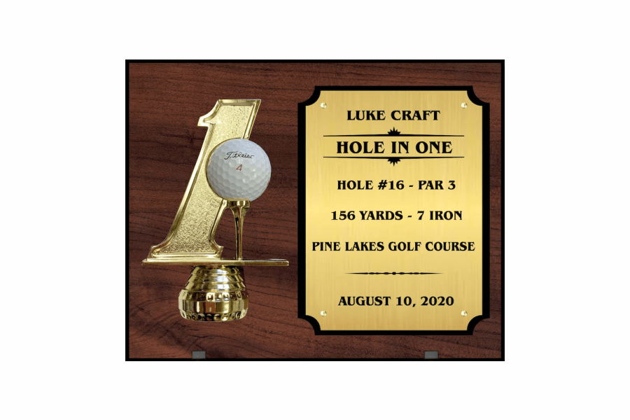 Plaque -  Hole in One - 8x10 Cherrywood Plaque Quest Awards - Plaque