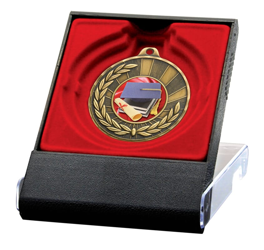 Presentation Medal Case, Black/Red, Textured Front Display Case Caldwell Recognition