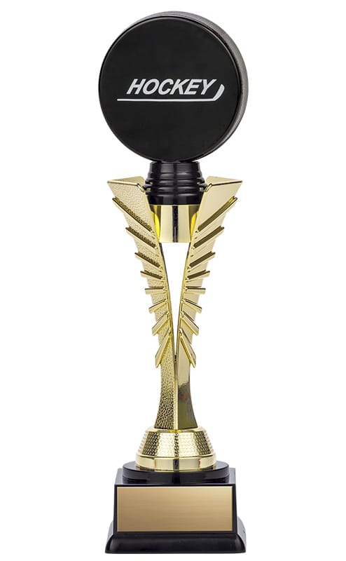 Twister Series Gold Riser with 3D Hockey Puck, 11 1/2