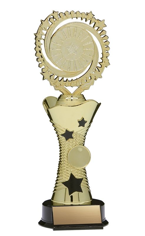 Graphite Activity Trophy 9 1/2 inch, gold riser trophy on black base