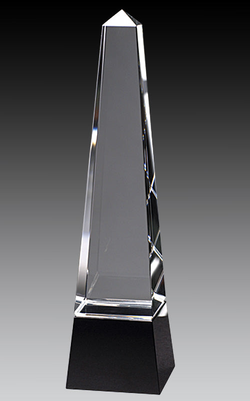 Regal Series Crystal Obelisk on Black Base – view 3