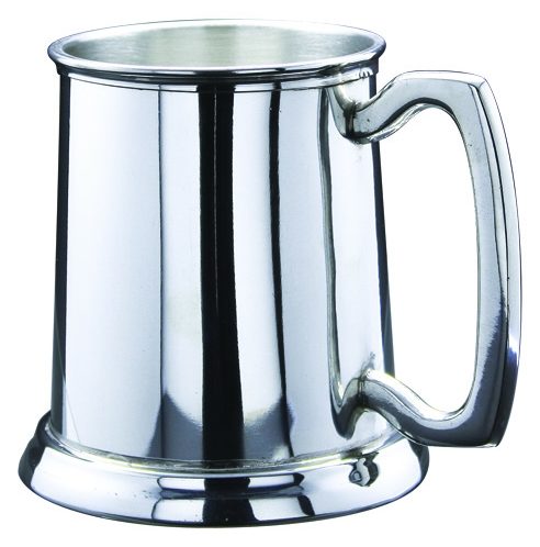 16 oz Pewter Tankard w Glass Base – main view