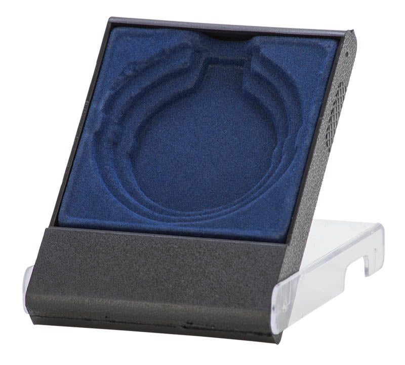 Presentation Medal Case, Black/Blue, Textured Front – main view