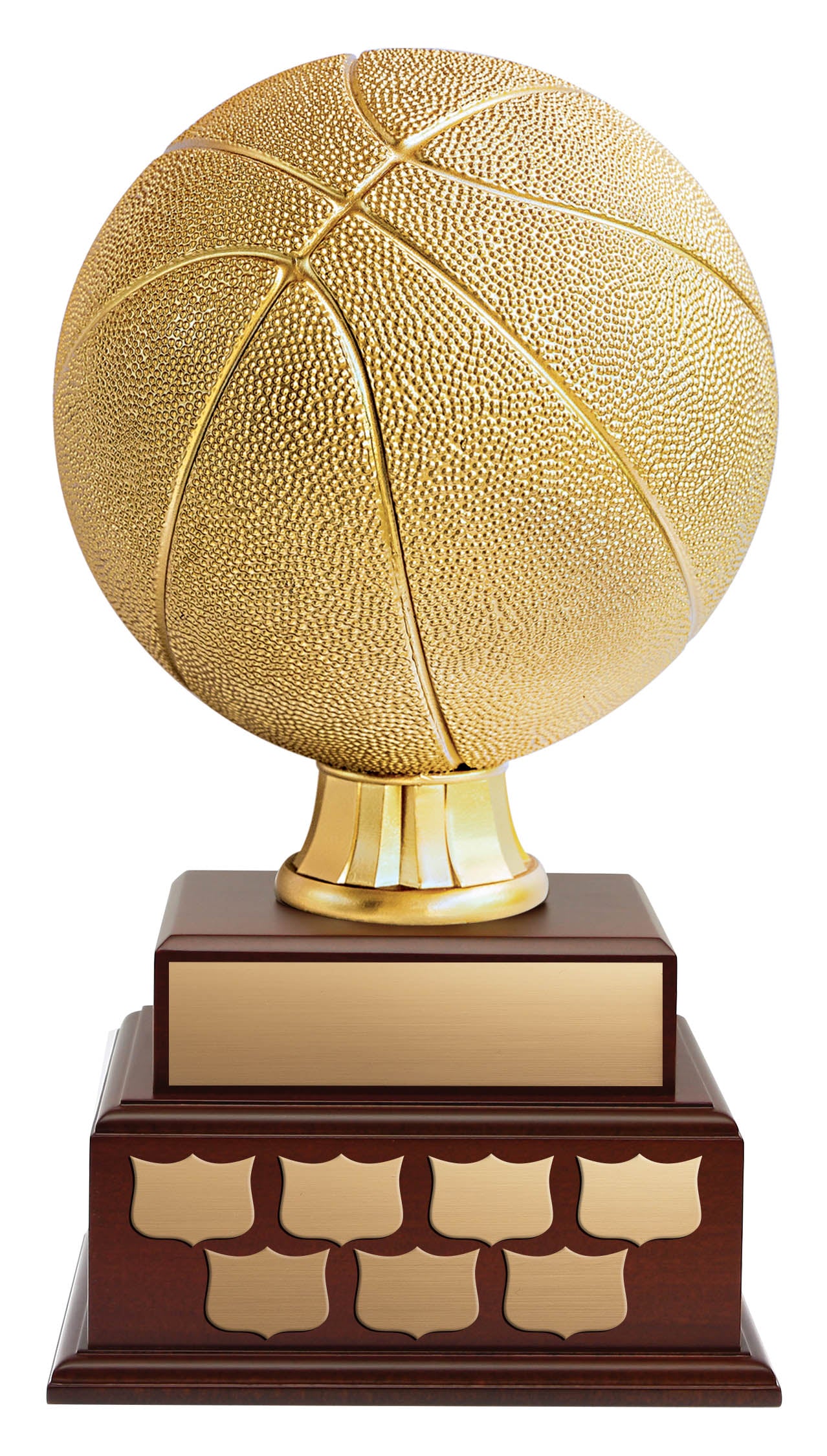 Basketball Resin ON 2 Tier Mahogany Finish Wood Base 16