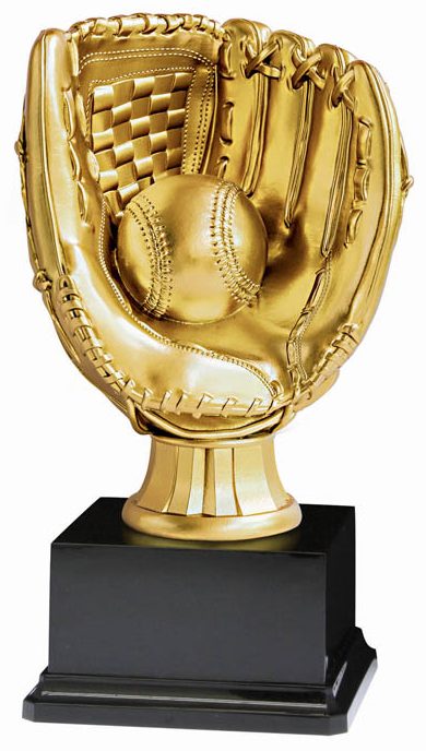 Cardinal Series Resin Baseball Glove on Black Base – main view
