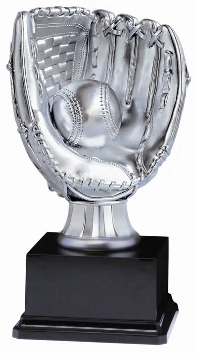 Cardinal Series Resin Baseball Glove on Black Base – view 2