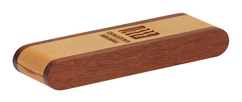 Single Folding Pen Box, Maple/Rosewood Pen Pouch Caldwell Recognition
