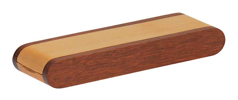 Single Folding Pen Box, Maple/Rosewood Pen Pouch Caldwell Recognition