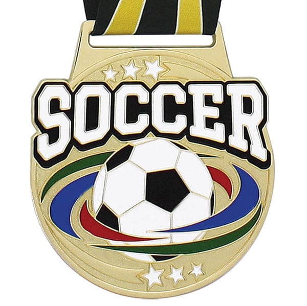 Soccer medallion Prestige Large Dia with Ribbon 3 inch