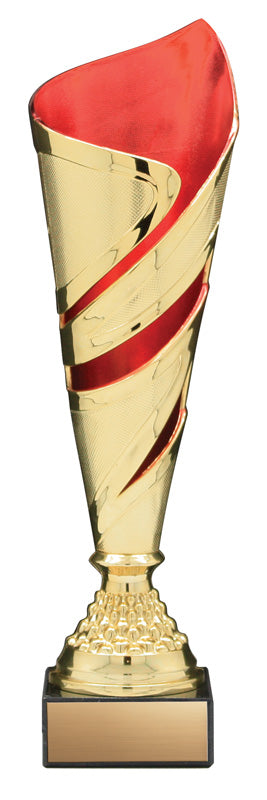 Fire & Ice Series Plastic Cup with Riser on Marble Base, Gold/Red – main view