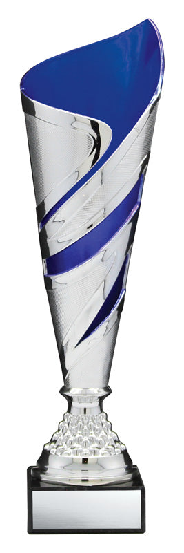 Fire & Ice Series Plastic Cup with Riser on Marble Base, Silver/Blue – main view