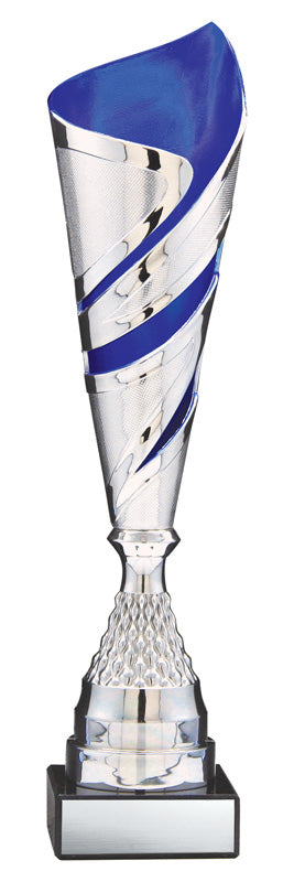 Fire & Ice Series Plastic Cup with Riser on Marble Base, Silver/Blue – view 3