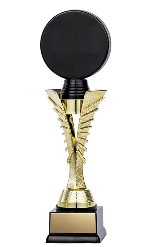 Twister Series Gold Riser with 3D Hockey Puck, 10 1/2