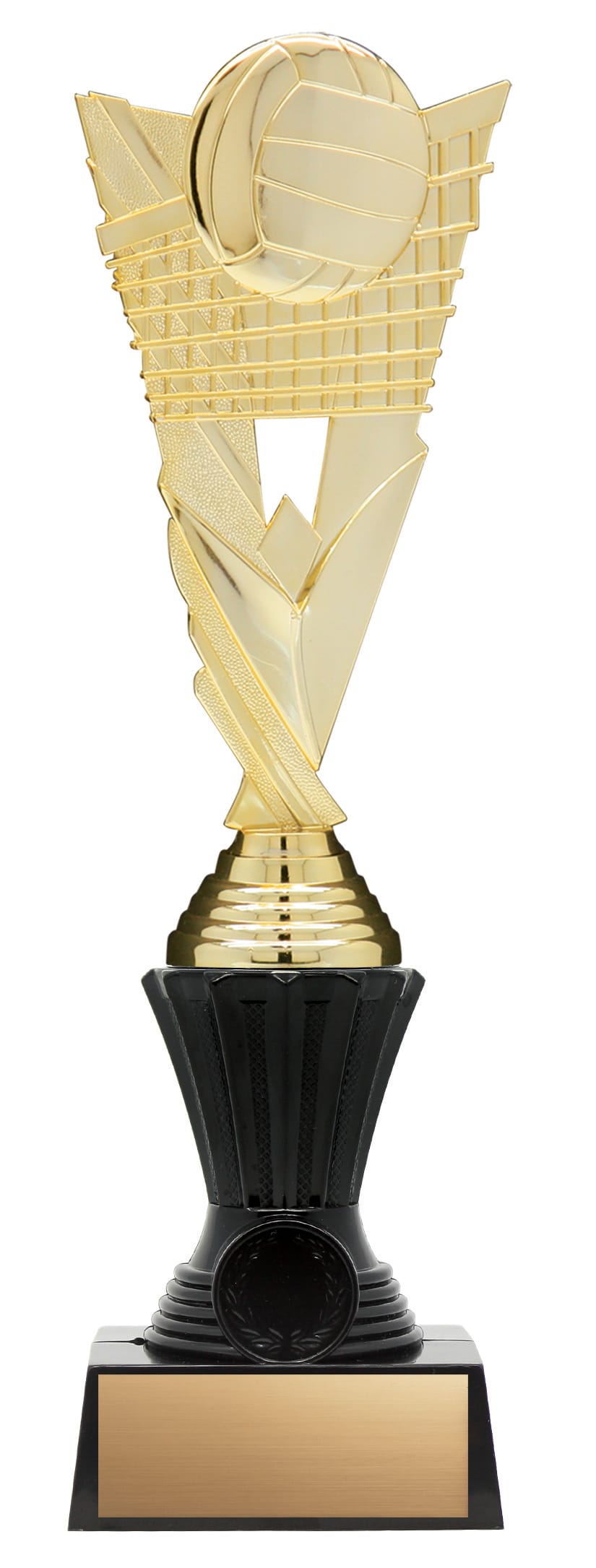 Volleyball Figure on Black Riser, Victory Series, Gold, 11 3/4