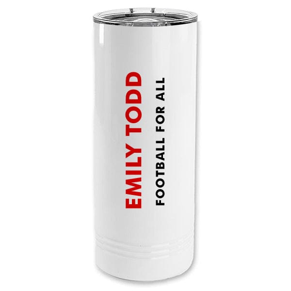 Women's FootbALL - Polar Camel 22 oz. White Skinny Tumbler with Slider Lid (A7111) Skinny Tumbler Quest Awards - Travel Mug