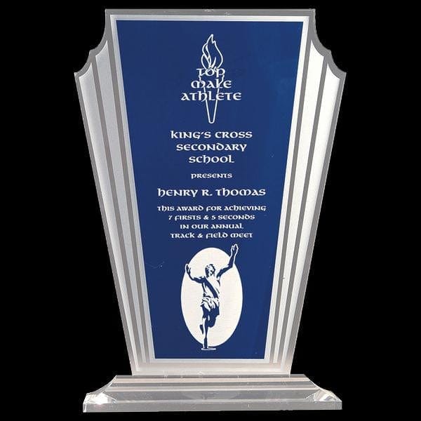 Blue Tapered Silhouette acrylic award 8 1/2 inch–10 1/2 inch