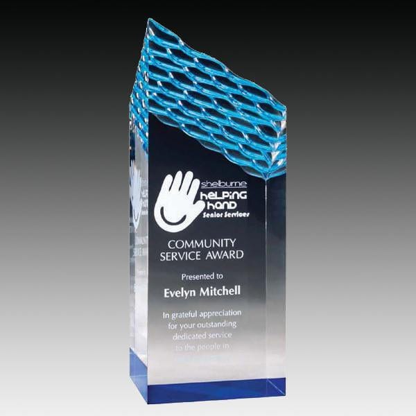 Prism Weave blue acrylic award 7–8 inch