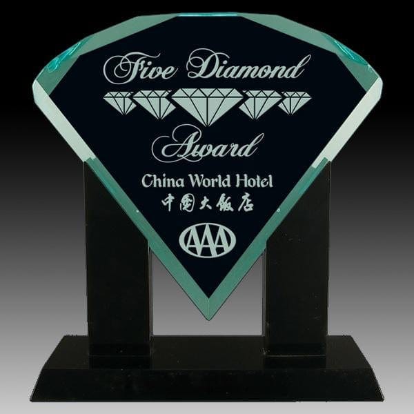 Acrylic Jade Diamond with Stand 9 inch–12 1/8 inch