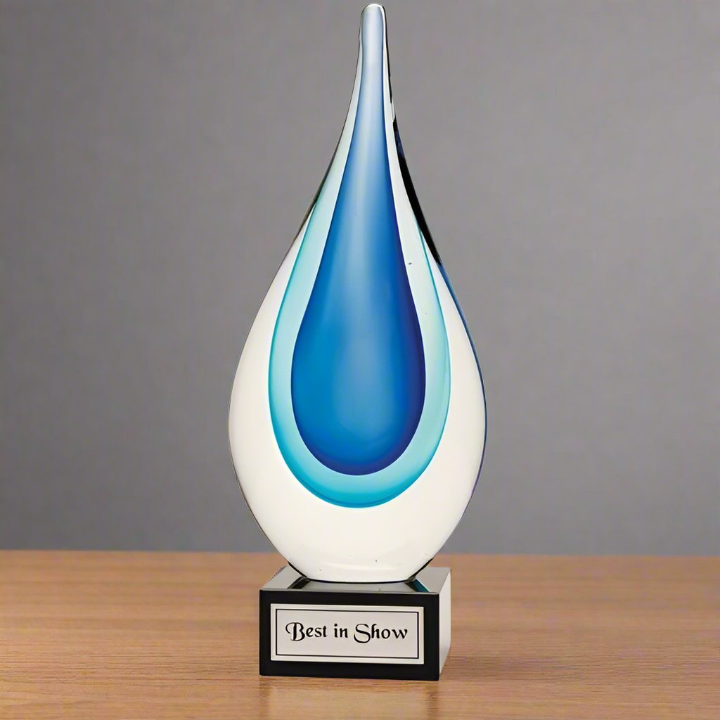Art blue Drop glass award 8 inch–9 1/2 inch