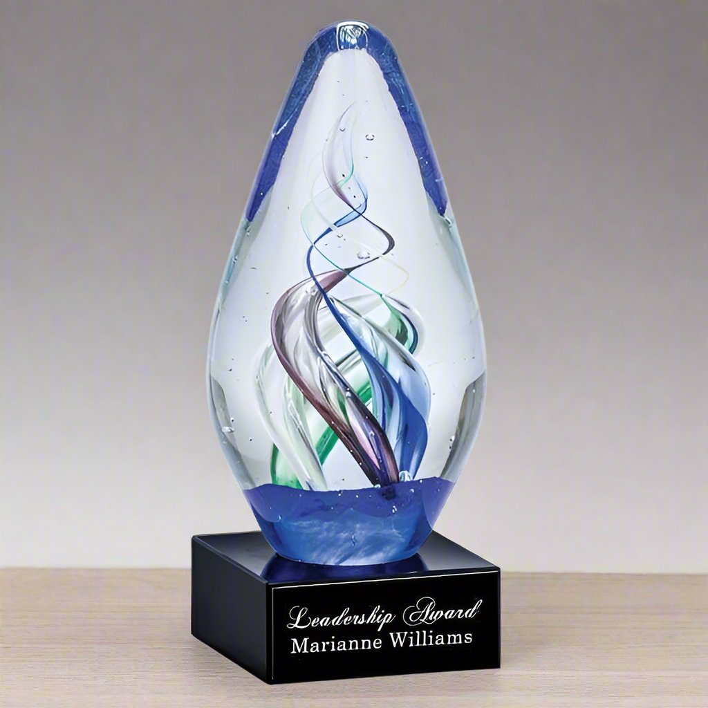 Art Oval swirl glass award 6 1/2 inch