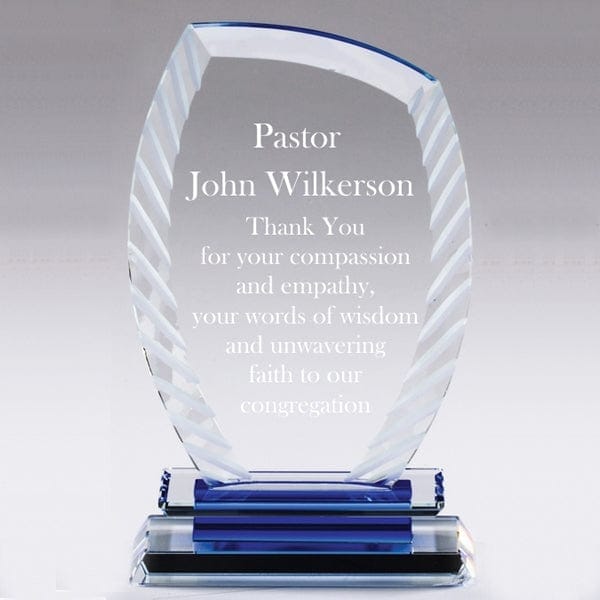 Aurora blue Curve crystal award 7–7 3/4 inch