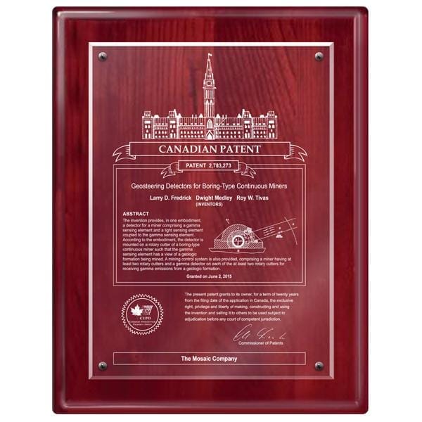 Canadian Patent Plaque - Acrylic Red Piano (A2257) - Quest Awards