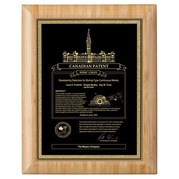 Canadian Patent Plaque - Bamboo Round Edge (A2258) Patent Plaque SGA Grp - Patent Plaque