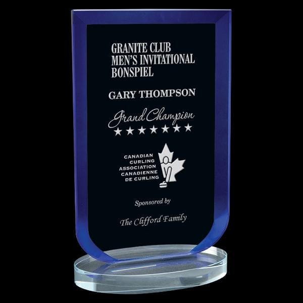 Laurier blue clear glass award 7 1/2–9 inch