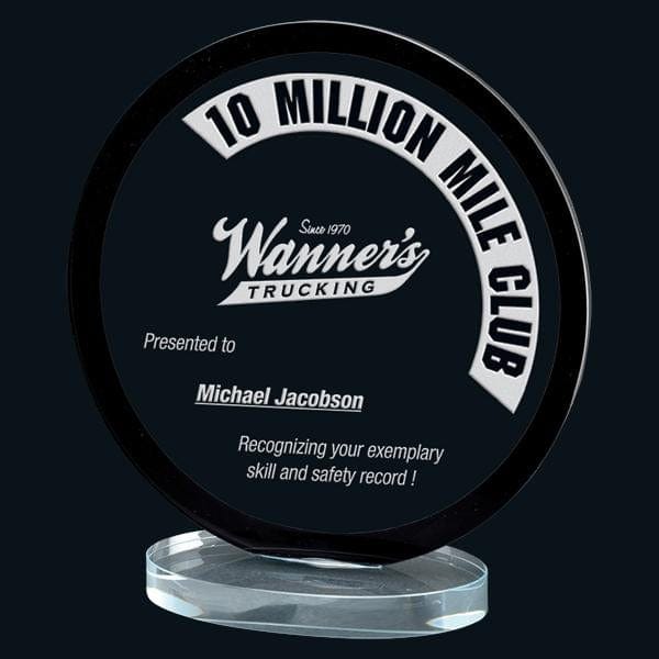 MacDonald black clear glass award 7 1/2–9 inch