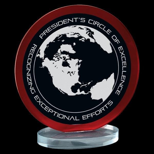 MacDonald red clear glass award 7 inch–8 1/2 inch