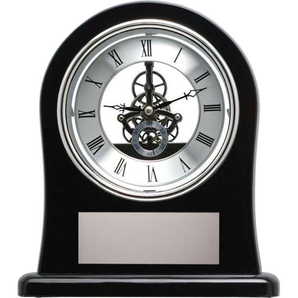 Black piano-finish skeleton clock