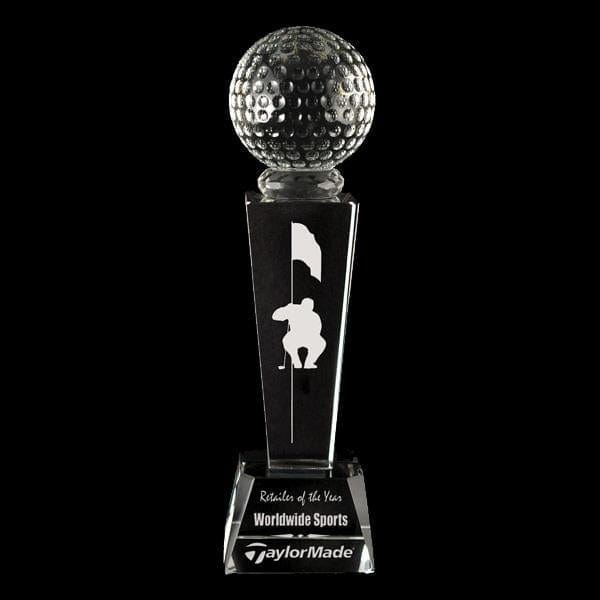 Golf Heron Point crystal award 8 3/8 inch–9 5/8 inch