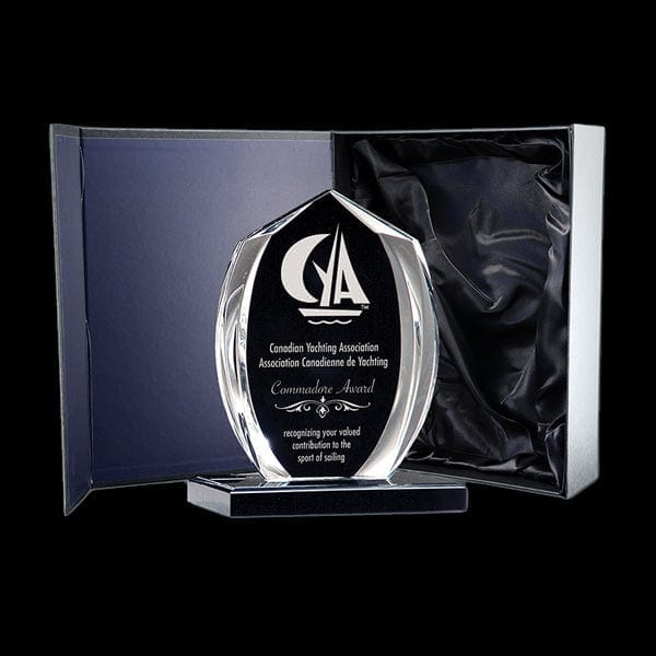 Crystal Series - Wood Edge Wave (A3864) Crystal Award Quest Awards - Award