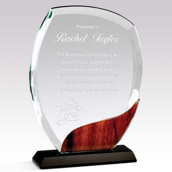 Crystal Series - Wood Edge Wave (A3864) Crystal Award Quest Awards - Award