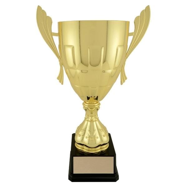 Metal Iron Man cup 12 3/4 inch–18 1/4 inch – gold