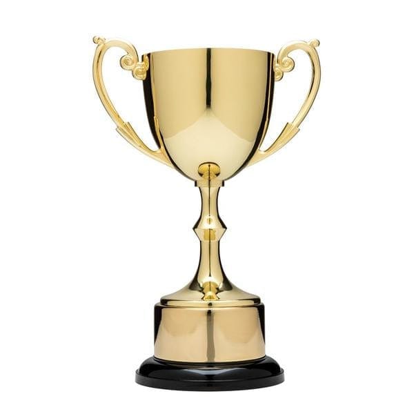 Nickel Plated gold cup on Round base 9 1/4–14 inch