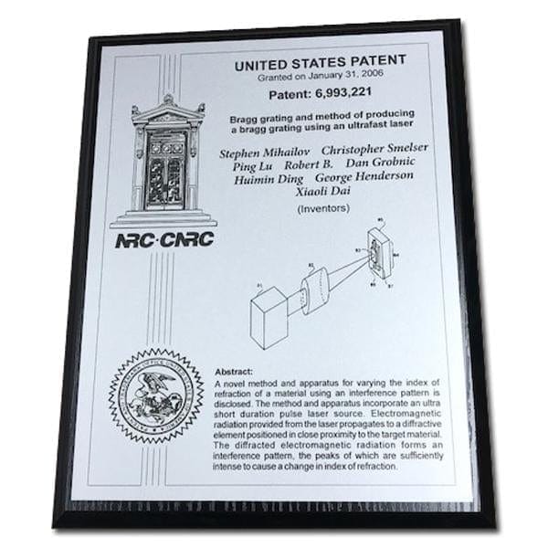 Custom NCR Patent Plaque - Brushed Silver with Black Engraving (A3665) - Quest Awards