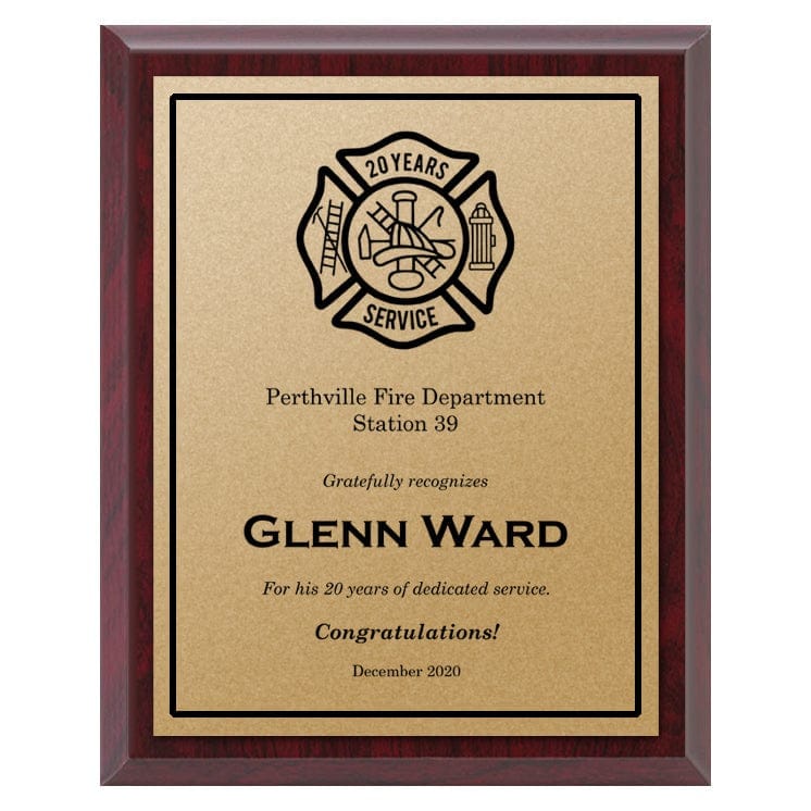 Firefighter economy gold Plate/Blk engraving plaque 5–12 inch