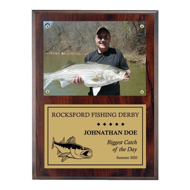 Fishing cherrywood plaque, 9 x 12 inch, holds 5 x 7 photo