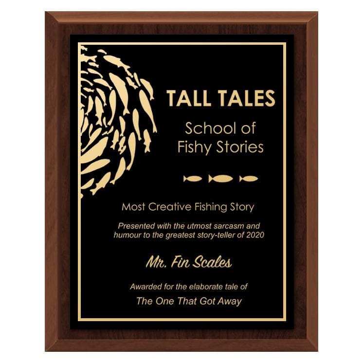 Fishing economy black Plate/Gold engraving plaque 5–12 inch
