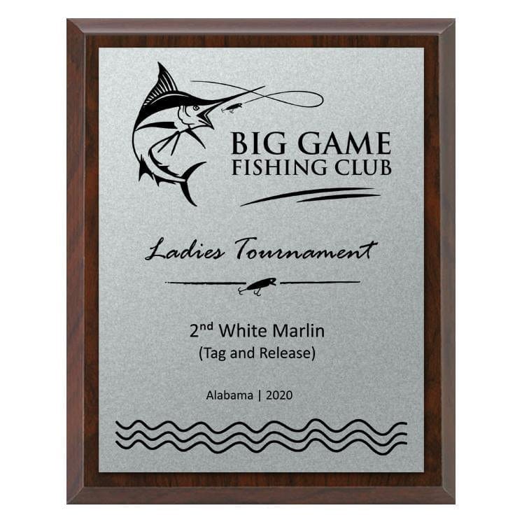 Fishing economy Brushed silver Plate/Blk engraving plaque 5–12 inch