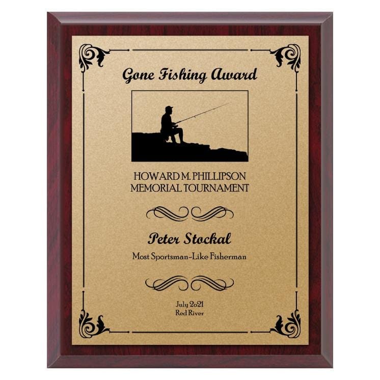 Fishing economy gold Plate/Blk engraving plaque 5–12 inch