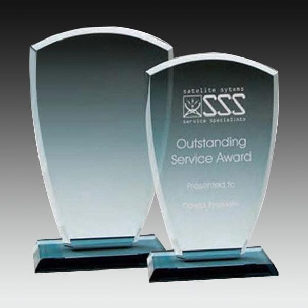 Smoked glass upright award with base 6 1/4–8 inch