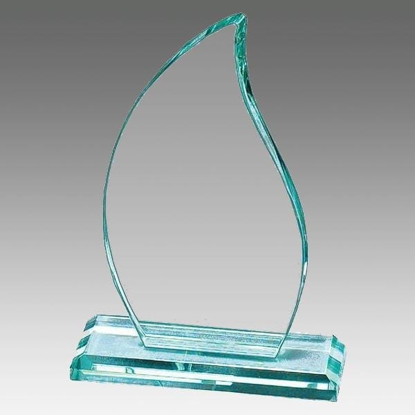 Premium Flame Jade glass award, half-inch thick, 7 3/4–9 1/2 inch
