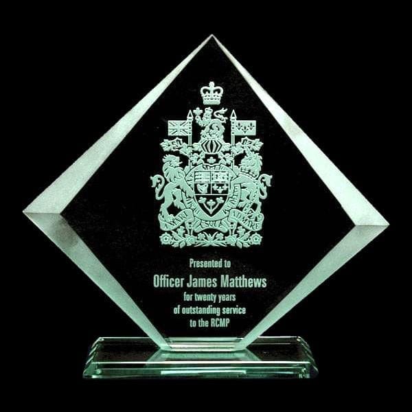 Acadian Diamond glass Jade award 6 inch–7 1/4 inch