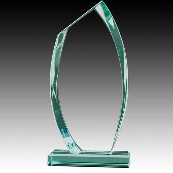 Edge Jade award on glass base 7–9 3/4 inch