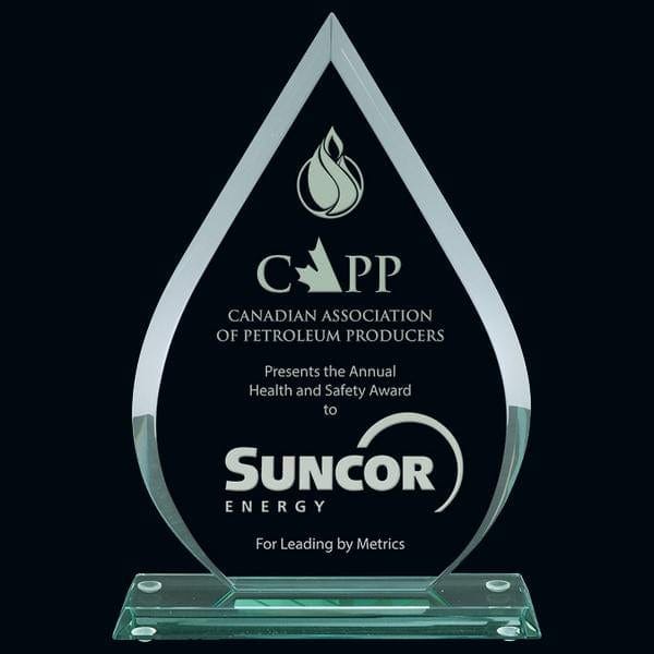 Teardrop glass Jade award 7 1/4 inch–8 7/8 inch